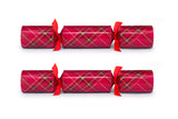 Christmas Crackers - 12 Red Plaid 12 inch Deluxe Christmas Crackers
