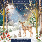 Christmas Cards - 10 Cards - Fable Moonlight / Fable Christmas Tree from The Great British Card Company, English Christmas Cards in France
