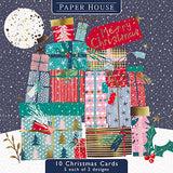 Christmas Cards - 10 Cards - Pile Of Presents / Christmas Tree from The Great British Card Company, English Christmas Cards in France