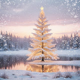 Cartes de Noël - 16 cartes de luxe - Arbre de Noël enneigé et scène de lac