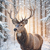 Cartes de Noël - 16 cartes de luxe - Cerf dans la forêt enneigée