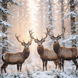 Cartes de Noël - 16 cartes de luxe - Cerf dans la forêt enneigée