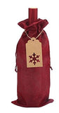 Gift Bottle Bag - Burlap Fabric with Drawstring and Tag - Red or Green