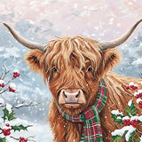 Christmas Cards - 10 Cards - Highland Cows & Christmas Berries