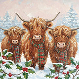 Christmas Cards - 10 Cards - Highland Cows & Christmas Berries